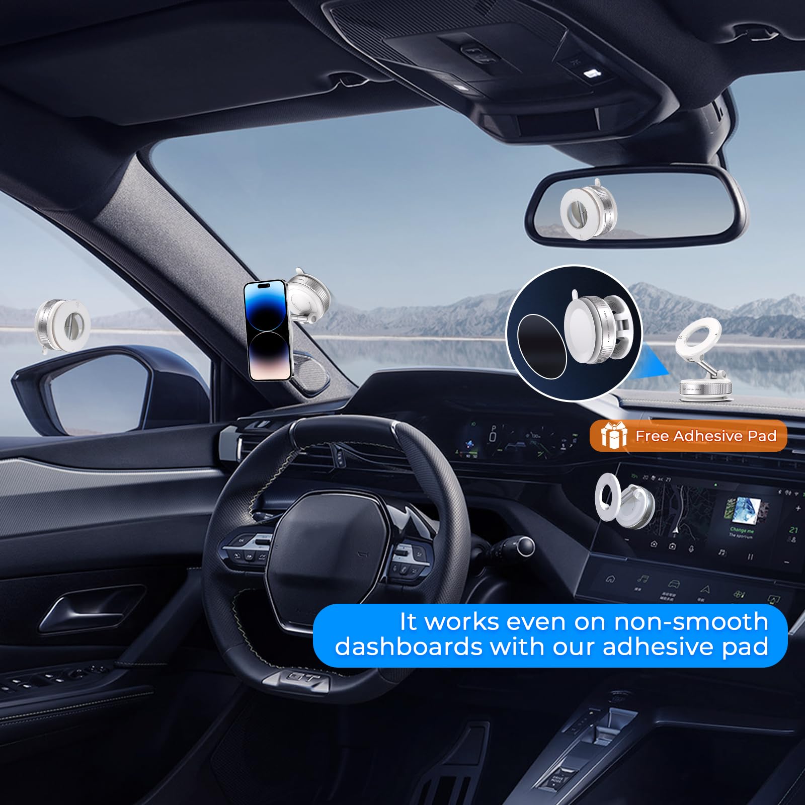 Jfchsk Vacuum Magnetic Phone Holder, Vacuum Magnetic Car Phone Mount, Vacuum Suction Phone Holder For Car/Gym/Kitchen/Mirror/Smo